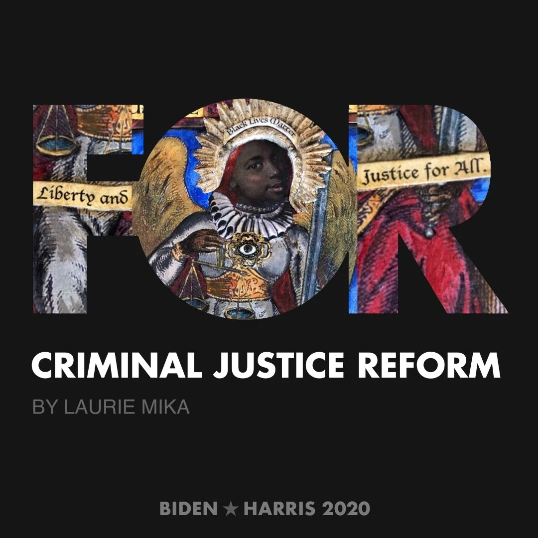 CreativesForBiden.org - Criminal Justice Reform artwork by Laurie Mika