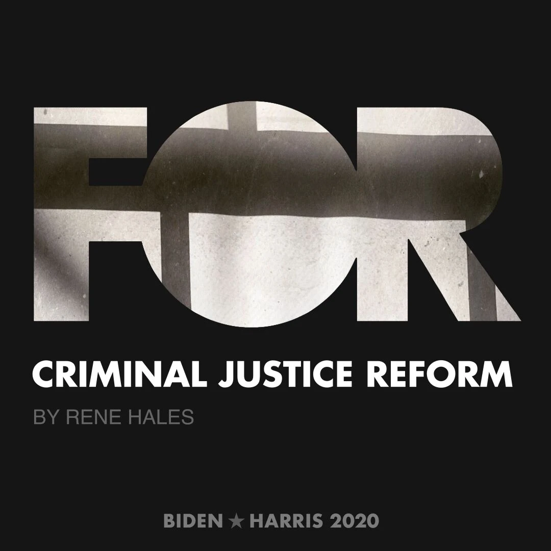 CreativesForBiden.org - Criminal Justice Reform artwork by Rene Hales