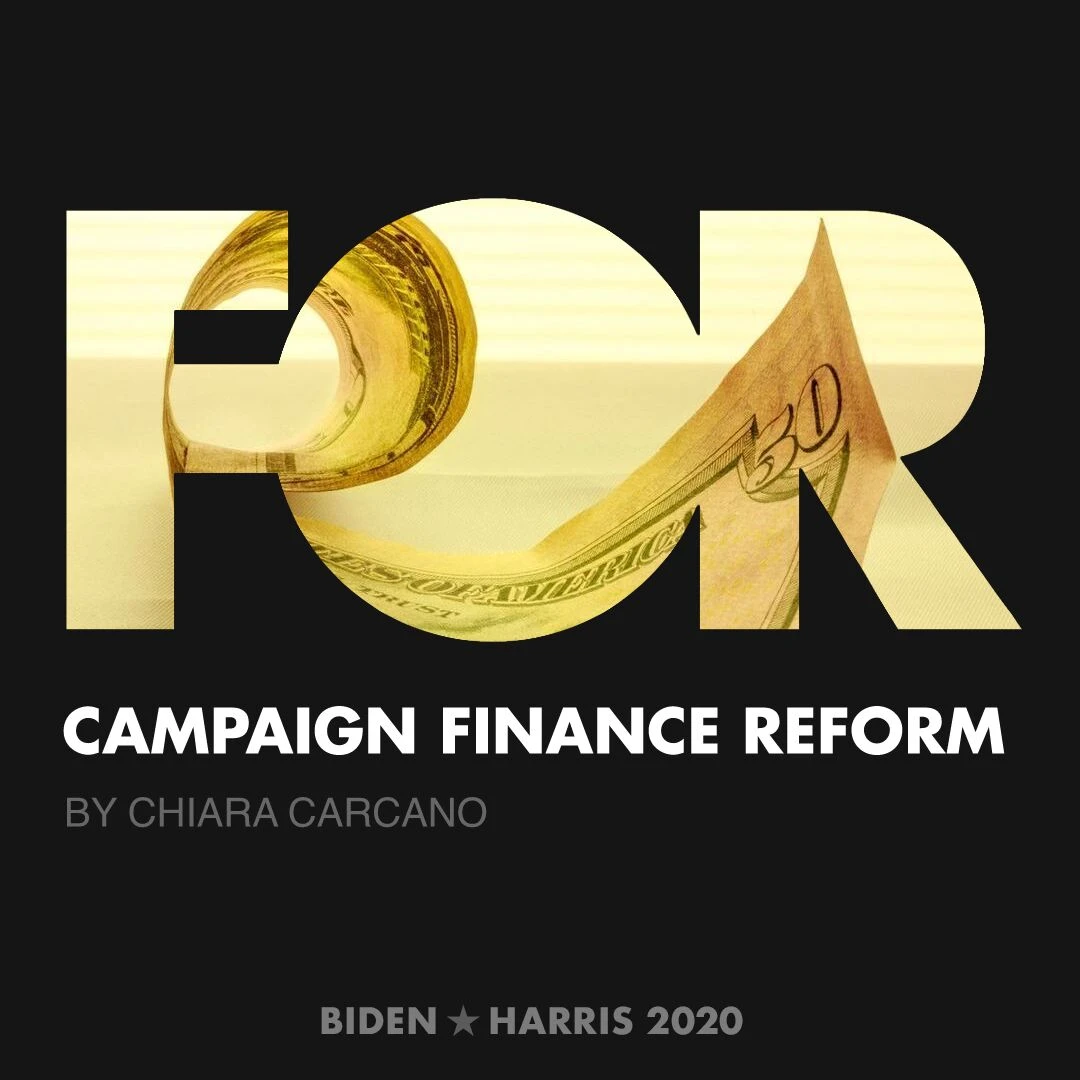 CreativesForBiden.org - Campaign Finance Reform artwork by Chiara Carcano